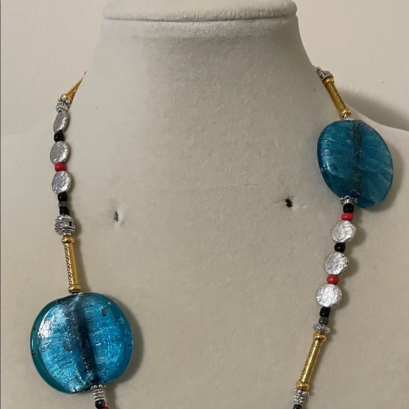 Artisan Blue and Gold Fish Pendant Necklace - Picture 6 of 12